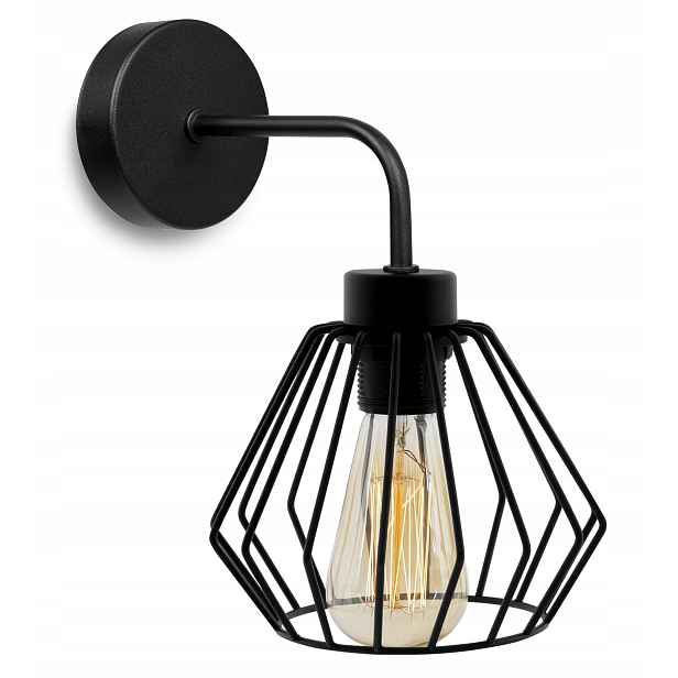 Elegantní Nástěnná Lampa Retro Drátěná Černá Loft