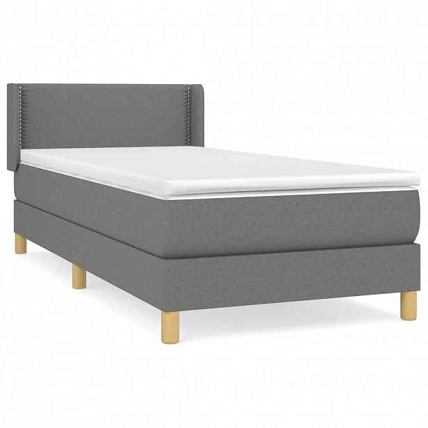 vidaXL Box spring postel s matrací tmavě šedá 80 x 200 cm textil