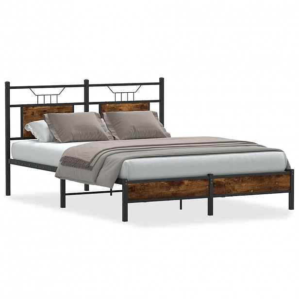 vidaXL Rám postele bez matrace kouřový dub 140x190 cm kompozitní dřevo