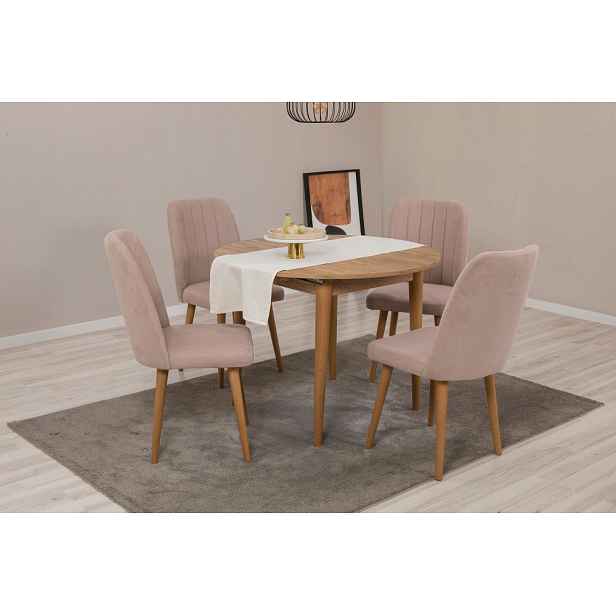Jídelní set s rozkládacím stolem a židlemi (5 kusů) Vina 0900 - Atlantic Pine, Stone
