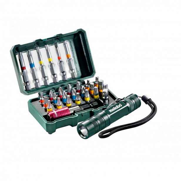 Metabo - 29dílná sada bitů a LED svítilny 626721000