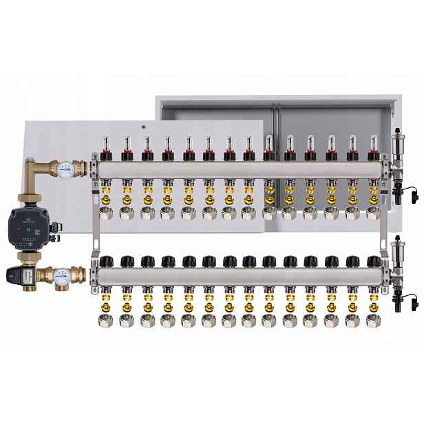 Nerezový rozdělovač pro podlahovku 14 box Pompa Grundfos Pex
