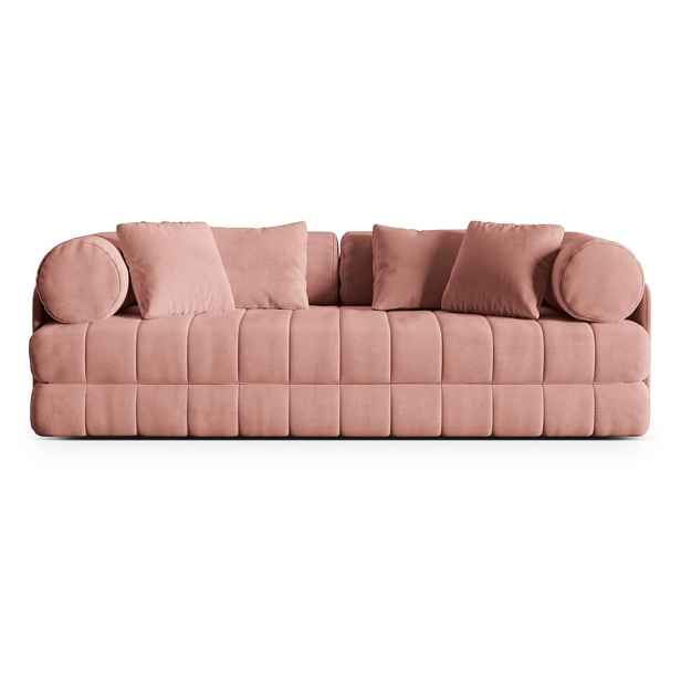 Růžová sametová rozkládací pohovka 206 cm Kemi – Cosmopolitan Design