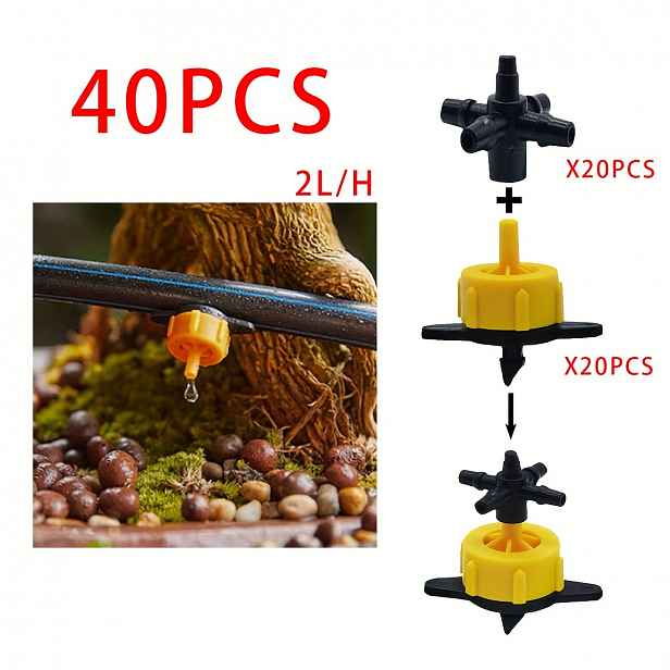 TEMU 40 ks 2L/4L/8L kompenzační kapátko a 3/5 PVC hadice pětišroubovací konektor, adaptéry pro kapkovou závlahu, vhodné pro kapkovou závlahu