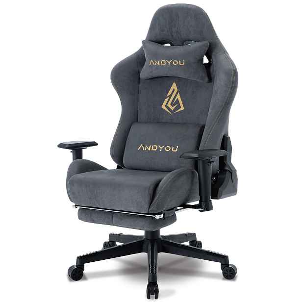 TEMU Ergonomická herní židle s podnožkou a bederní opěrkou, nastavitelná otočná kancelářská počítačová židle, pohodlná PU látka, manažerská pracovní