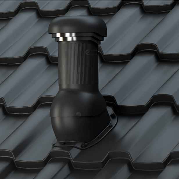 Větrací komín Wirplast 150 mm s odtokem do plechové střešní krytiny a trapézu