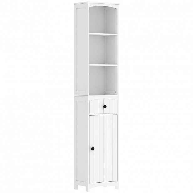 HOMCOM VYSOKÁ SKŘÍŇKA se 3 policemi, 1 zásuvkou, bílá, 34 x 24 x 170,5 cm