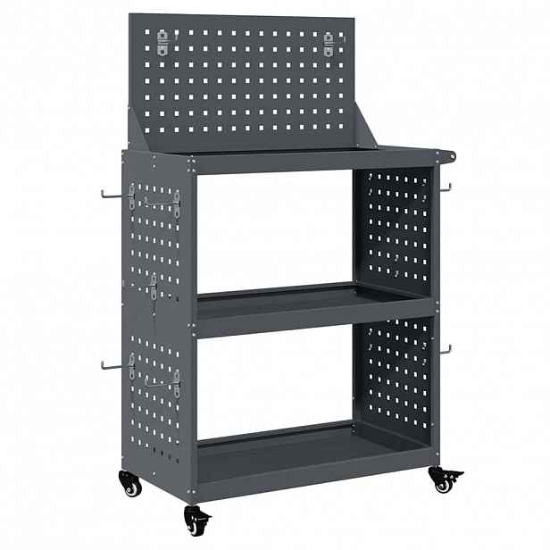 vidaXL Nástrojový vozík s policí s kolem Antracitová 65 x 35 x 111 cm