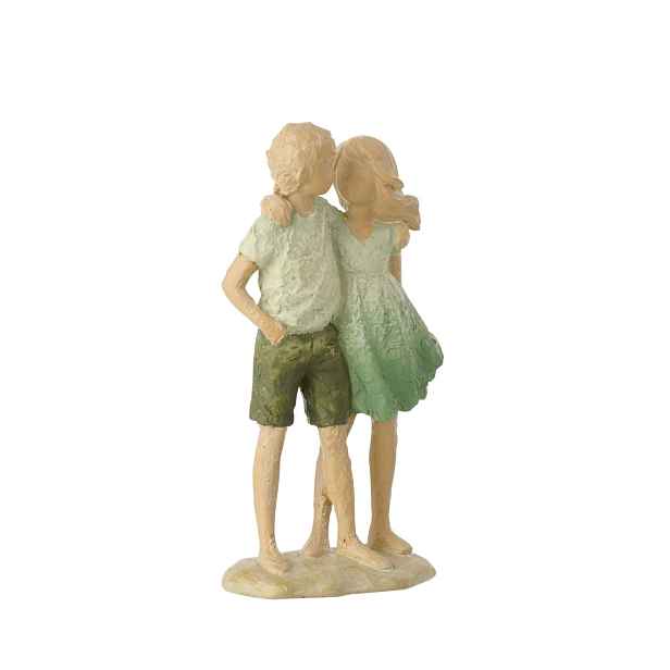 Zelená dekorace děti Rodinné štěstí - 10*5*17 cm J-Line by Jolipa