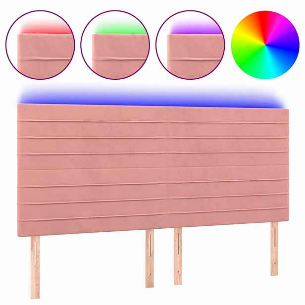 vidaXL Čelo postele s LED růžové 160x5x118/128 cm samet