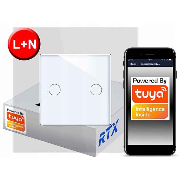 Dotykový spínač 2 obj. ZigBee Tuya Rtx Sh# L+n