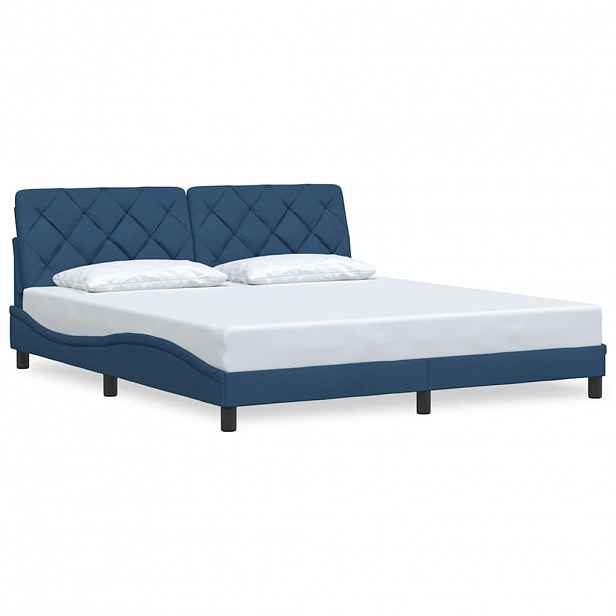 vidaXL Rám postele bez matrace modrý 180 x 200 cm textil