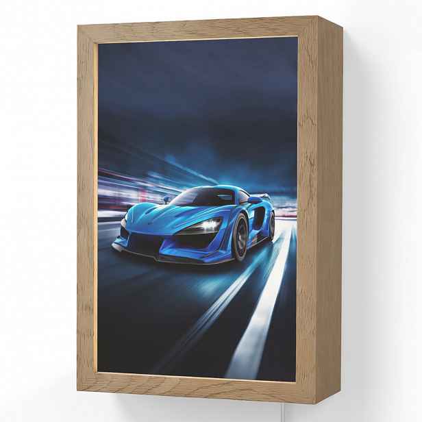 OnlyWow NÁSTĚNNÁ LAMPA Auto - Modrá - Chlapci - Dítě 20x30 cm