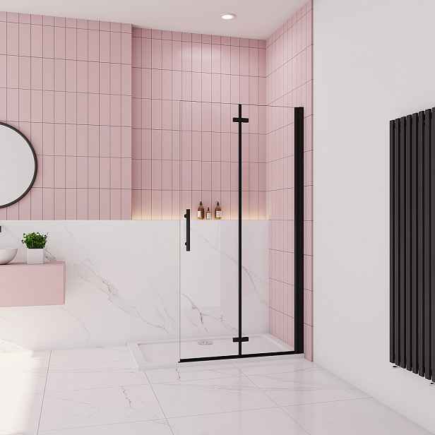 Zalamovací WALK-IN zástěna Melody Black WF1 66,5x195, čiré sklo