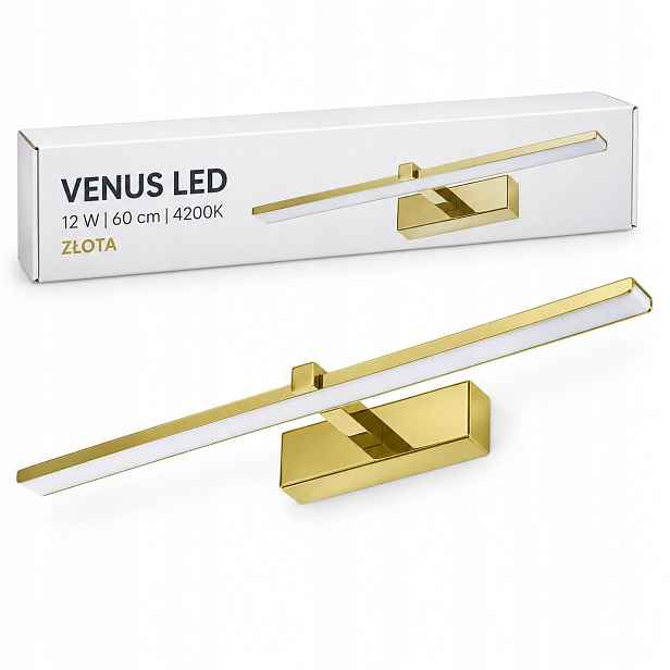 Zlatá lampa Venus 12W 60cm Led 4200K IP44 nad zrcadlo do koupelny 840lm