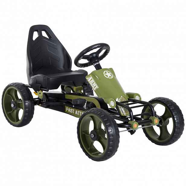 HOMCOM GO Kart Kettcar s ruční brzdou Dětské šlapací autíčko Šlapací vozidlo od 3 let Zelené