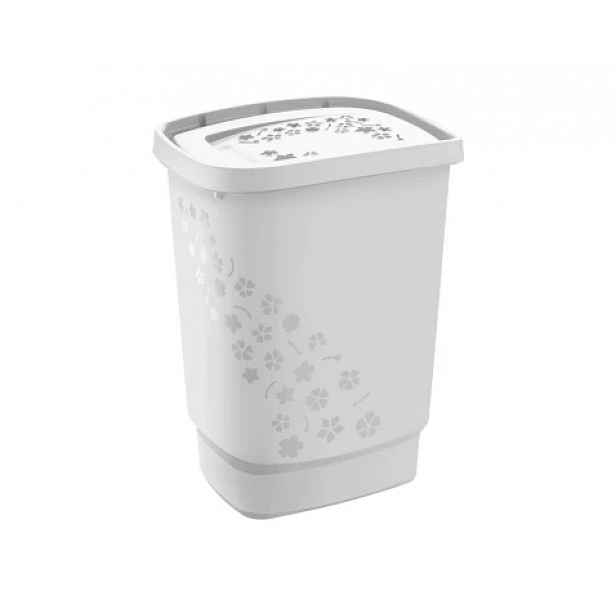 Koš na prádlo Flowers 55 l, bílý