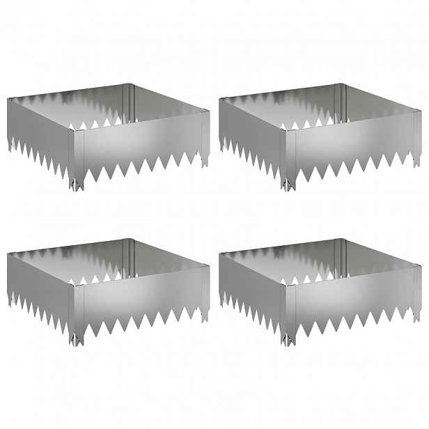 vidaXL Okraj trávníku 4 ks 60 x 60 x 20 cm Ocel Stříbrná