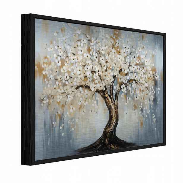 Wallarena ZARÁMOVANÉ obrazy strom květiny béžová 120x80 cm