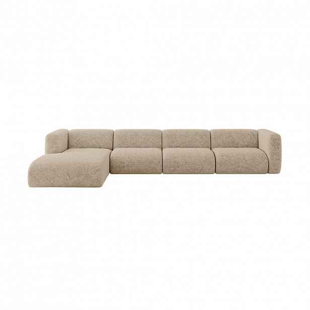 ALTDECOR ROHOVÁ SEDAČKA S LEVOU OTOMANOU MIRA-L3 409x179x70 Hnědá Velur