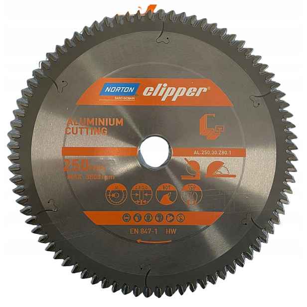 Pilový kotouč Norton Clipper 70184608138 pro hliník 250 mm 80T Tcg Neg