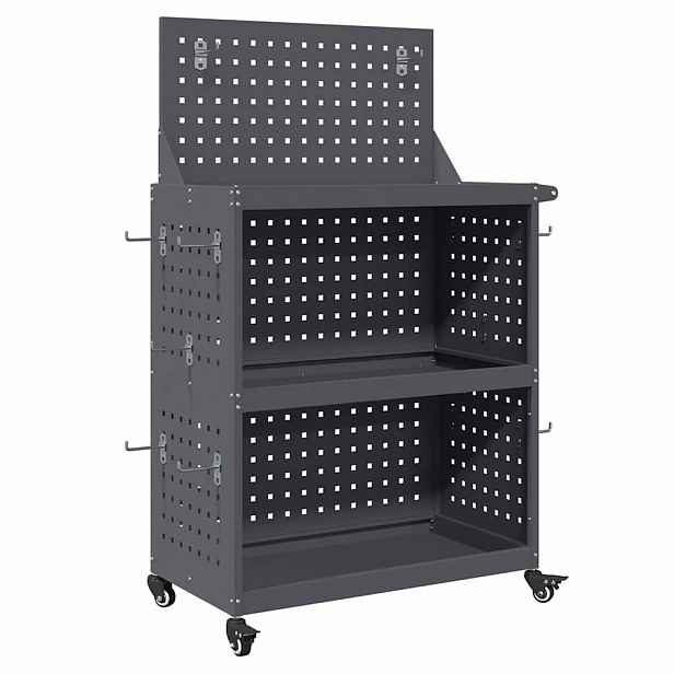 vidaXL Nástrojový vozík s policí s kolem Antracitová 65 x 35 x 111 cm