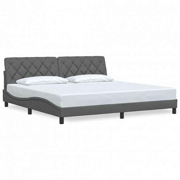 vidaXL Rám postele bez matrace tmavě šedý 200 x 200 cm textil