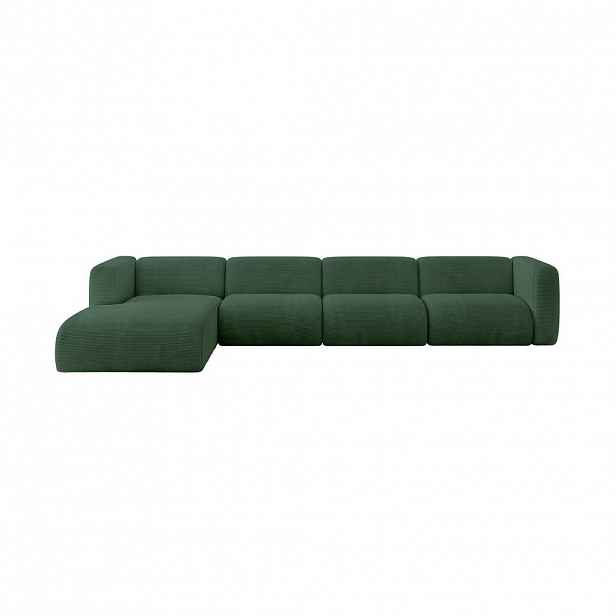 ALTDECOR ROHOVÁ SEDAČKA S LEVOU OTOMANOU MIRA-L3 409x179x70 Zelená Manšestr