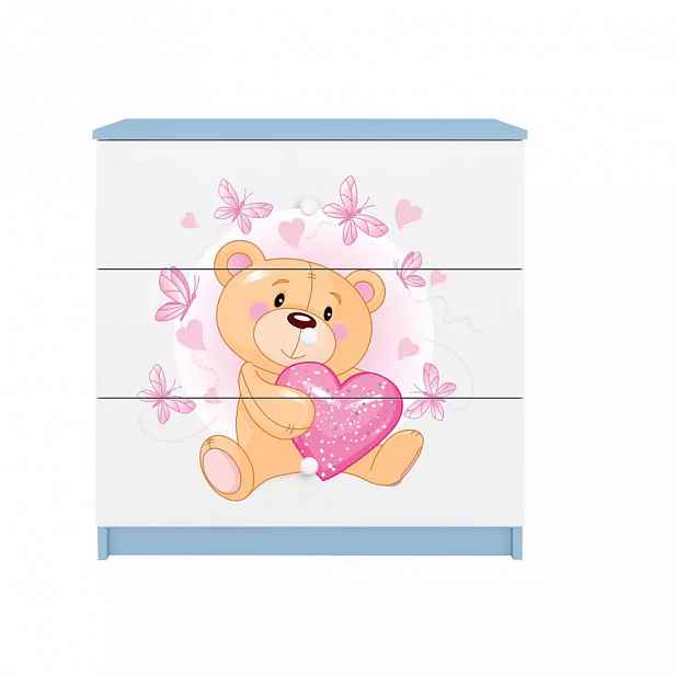 Dětská komoda Babydreams modrá - Medvídek s motýlky
