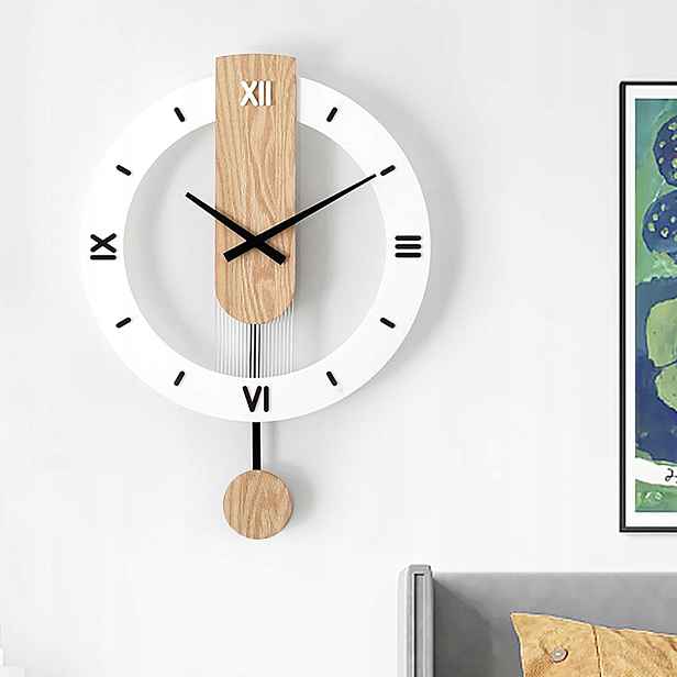 Dřevěný Závěsný Kyvadlový Hodinový Stroj S Římskými Číslicemi 40 X 55 CM