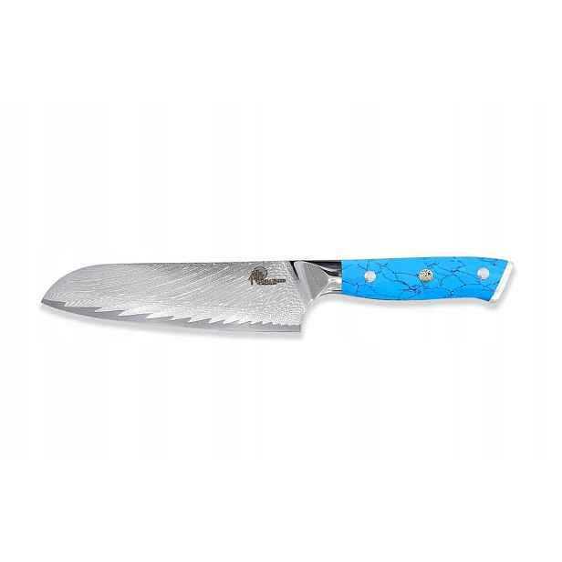 Santoku Nůž 180 mm Dellinger Blue Stone VG-10 Damascus