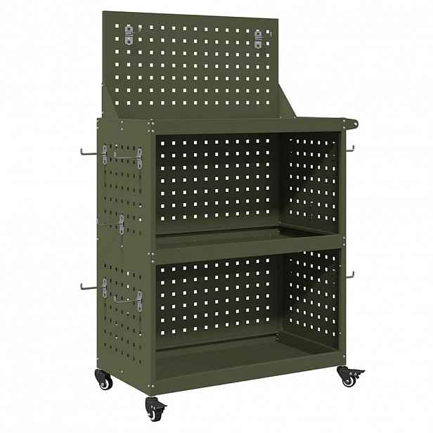 vidaXL Nástrojový vozík s policí Olivově zelená 65 x 35 x 111 cm