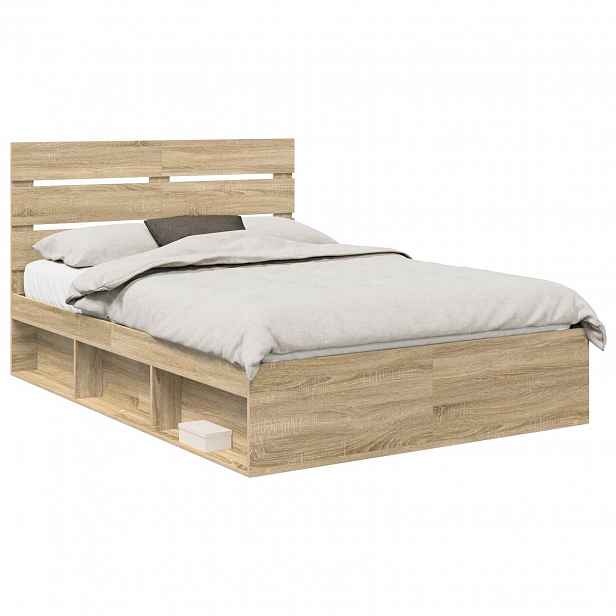 vidaXL Rám postele s čelo Sonoma dub 150 x 200 cm Masivní borové dřevo