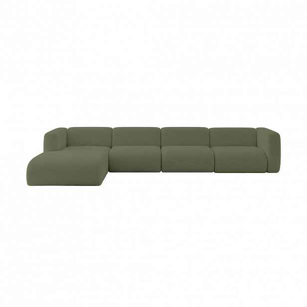 ALTDECOR ROHOVÁ SEDAČKA S LEVOU OTOMANOU MIRA-L3 409x179x70 Zelená Bouclé