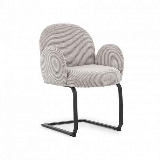 S-Style ŽIDLE S PODRUČKAMI Vela s područkami v kulatém designu ze šedého manšestru