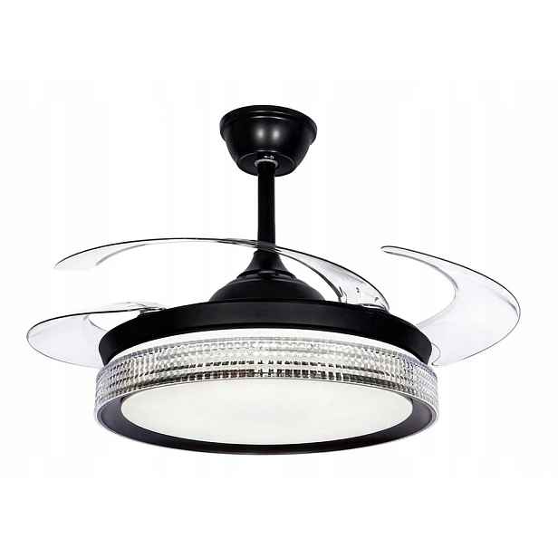 stropní svítidlo Led s ventilátorem 72 W Černá Akryl Crystal Effect Dálkový Ovladač