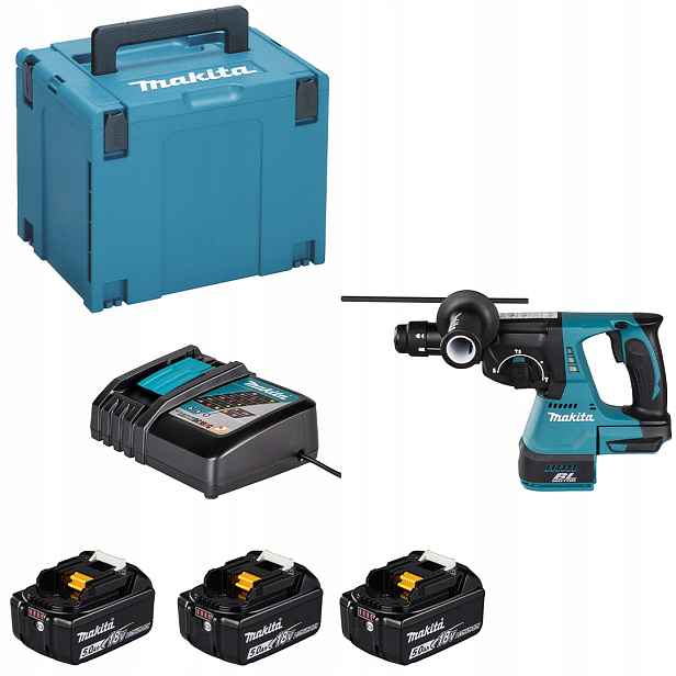 Vrtací kladivo Makita DHR243RT3J 18V 3x5Ah Sds+ 2J Xpt Bl kufr