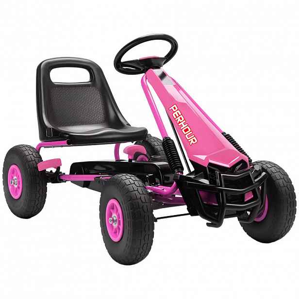 AIYAPLAY GOKART, šlapací autíčko s ruční brzdou, nastavitelným sedadlem, jízdou vpřed a vzad