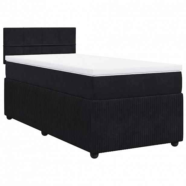 vidaXL Box spring postel s matrací černá 90x200 cm samet