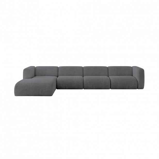 ALTDECOR ROHOVÁ SEDAČKA S LEVOU OTOMANOU MIRA-L3 409x179x70 Tmavě šedá Manšestr