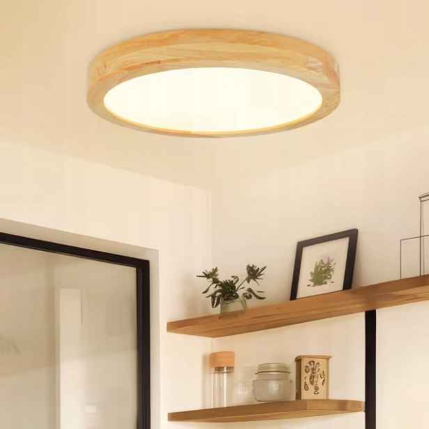 stropní svítidlo Led 20W 3000K Stropní Svítidlo Dubové dřevo 30 cm Kulatá