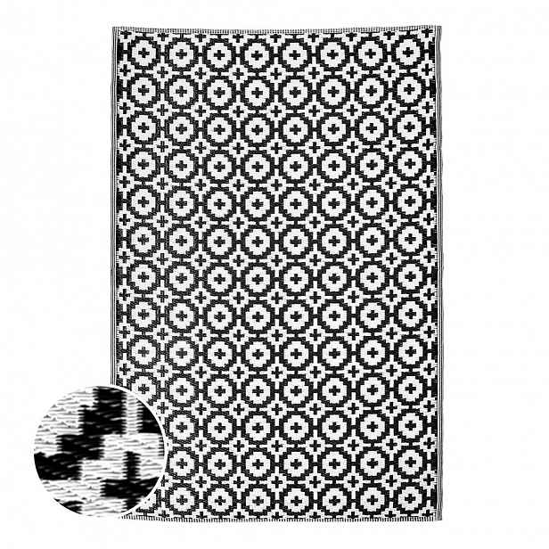 Butlers COLOUR CLASH Venkovní koberec mozaika 180 x 118 cm - černá/bílá