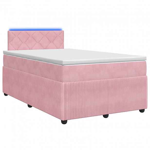 vidaXL Postel boxspring s matrací s čelo Růžová 120 x 200 cm Samet