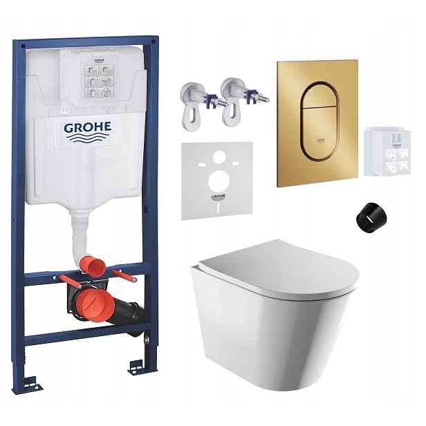 Grohe Wc stojan Rapid s mísou Wc Tampa a tlačítkem zlatý kartáčovaný