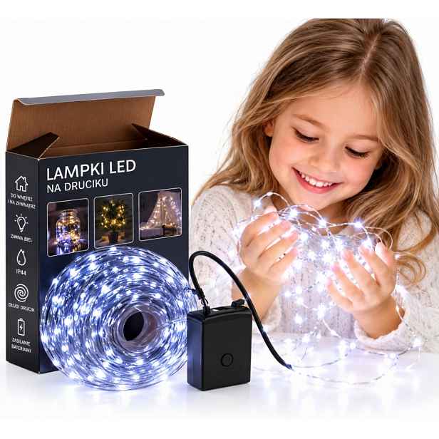 Led lampy 1000 diod 100 m studené bílé vánoční stromek zahrada balkon svátky