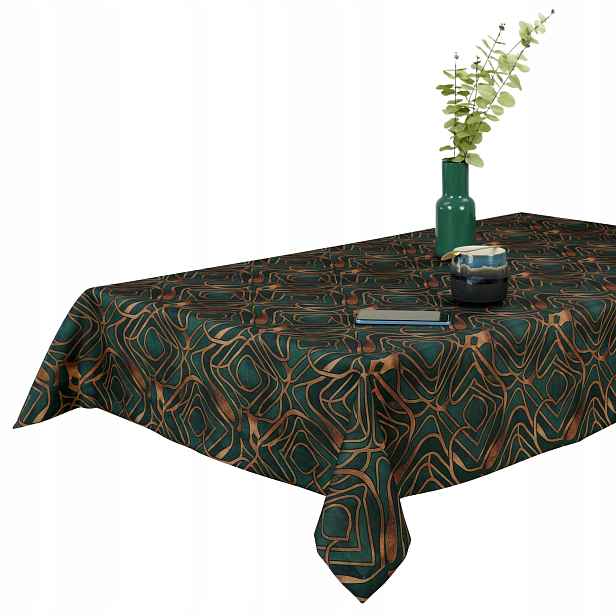 Ubrus odolný proti skvrnám, tyrkysová silná manžeta na 3 cm abstrakce 130 x 180 cm