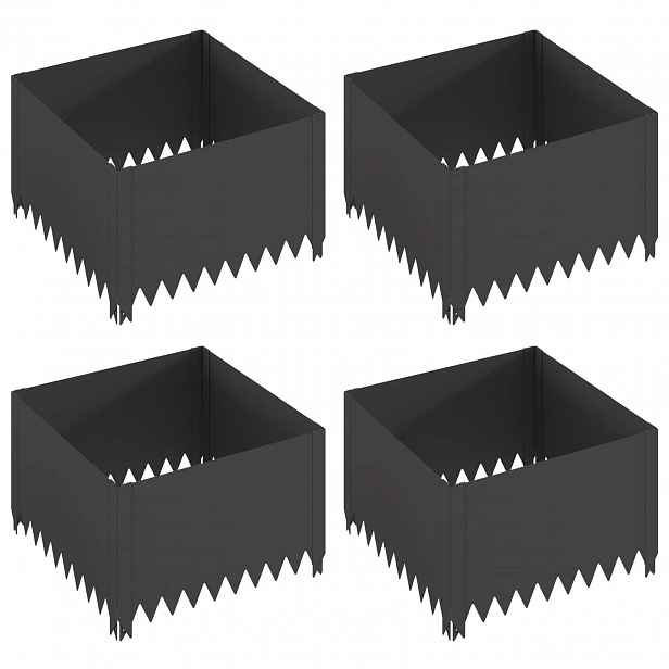 vidaXL Okraj trávníku 4 ks 60 x 60 x 35 cm Ocel Černá