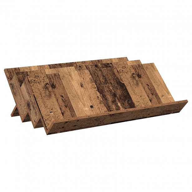 vidaXL Regál na časopisy s policí Staré dřevo 90 x 53 x 28,5 cm