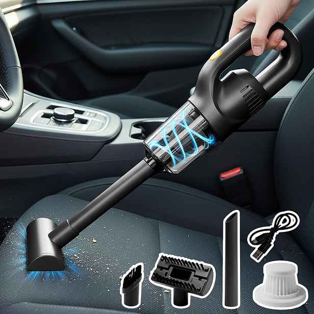 TEMU Bezdrátový ruční vysavač - Nabíjení přes USB, Silný sací výkon, Odnímatelný filtr, Víceúčelové použití pro auto, domácnost a chlupy domácích