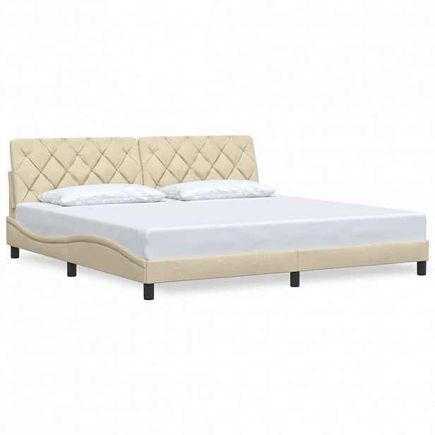 vidaXL Rám postele bez matrace krémový 200 x 200 cm textil